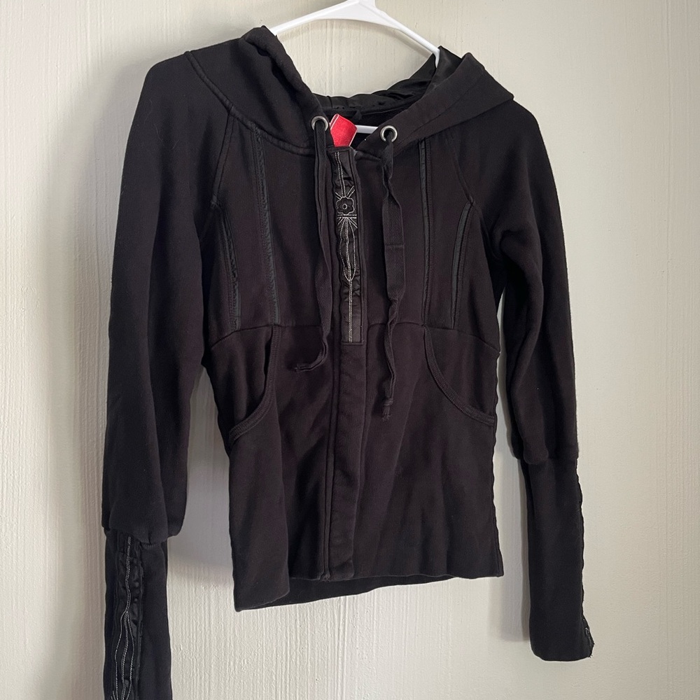 Free People Charcoal Hooded Sweater